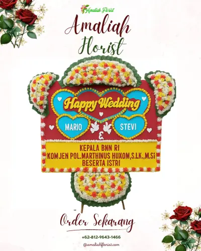 Karangan Papan Bunga Pernikahan di Kedok